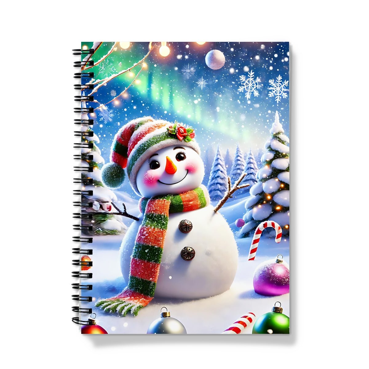 Whimsical Christmas Snowman Spiral Notebook