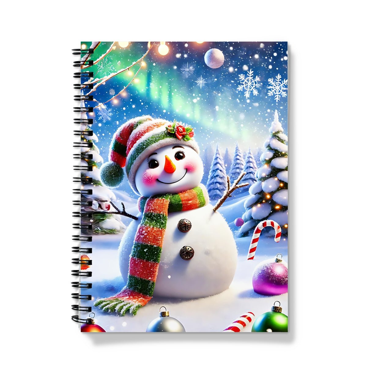 Whimsical Christmas Snowman Spiral Notebook