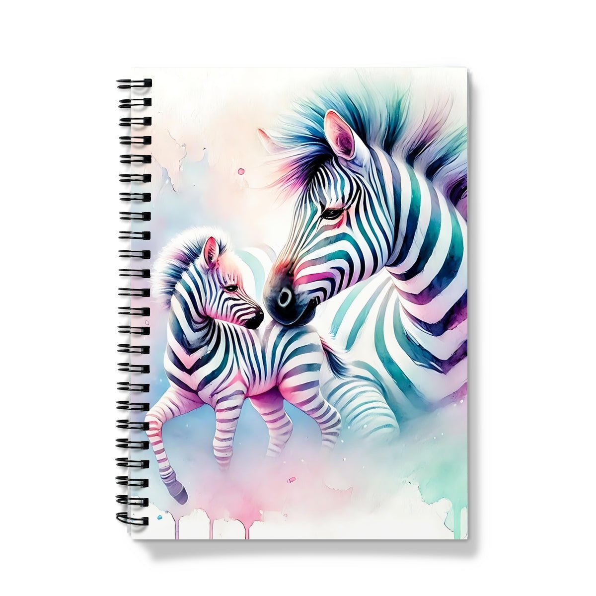 Zebra and Baby Watercolour Spiral Notebook