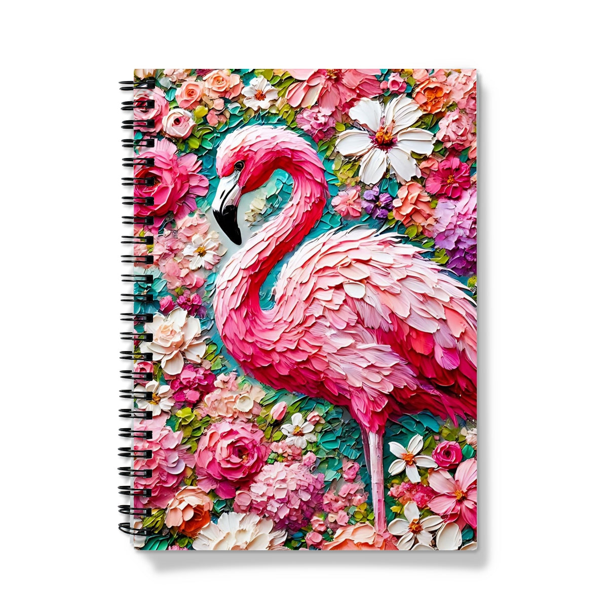 Pink Flamingo Flowers Spiral Notebook