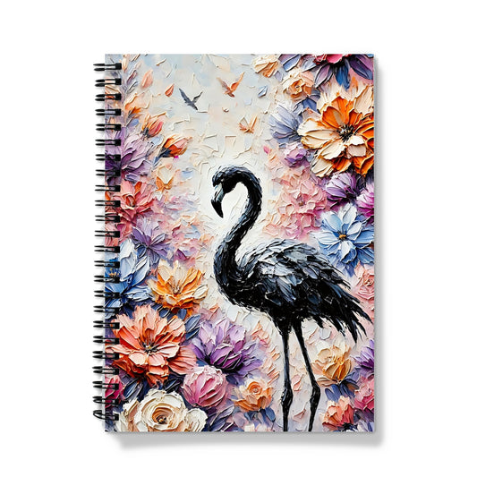 Single Black Flamingo Spiral Notebook