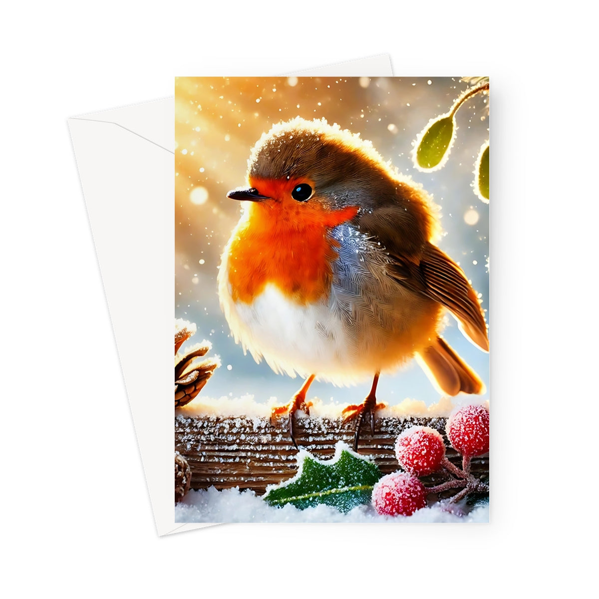 Christmas Robin Mistletoe Greeting Cards - Pack of 10 Cards