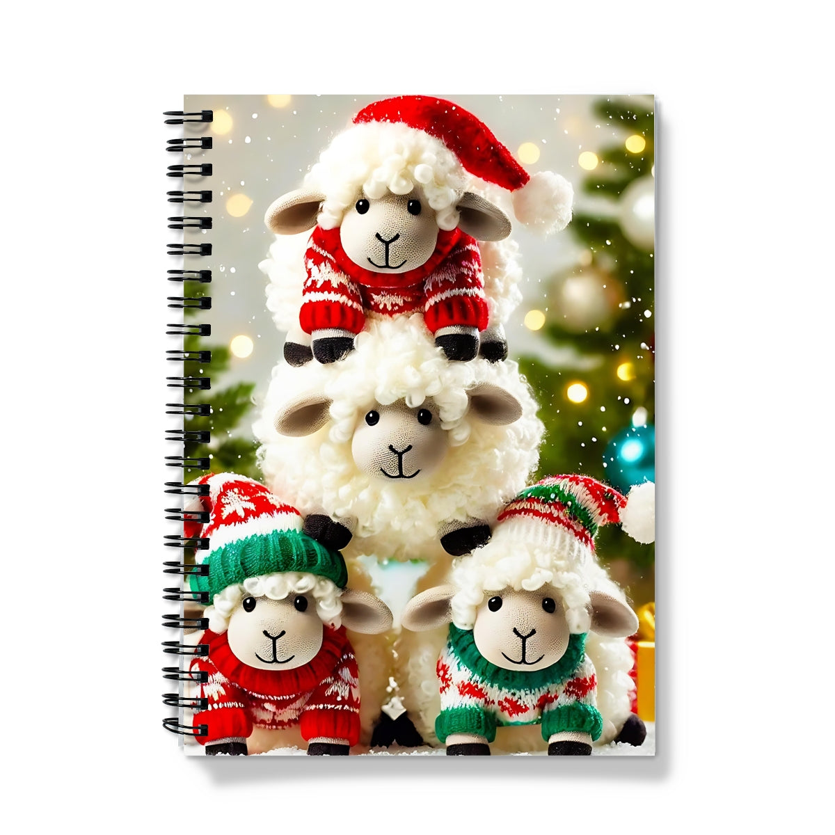 Stacked Sheep Christmas Spiral Notebook