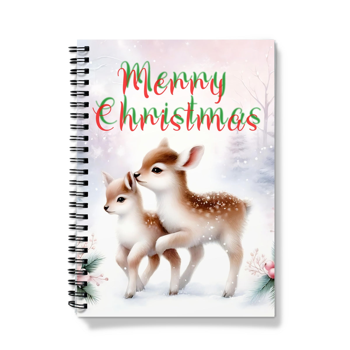 Merry Christmas Young Reindeers Spiral Notebook