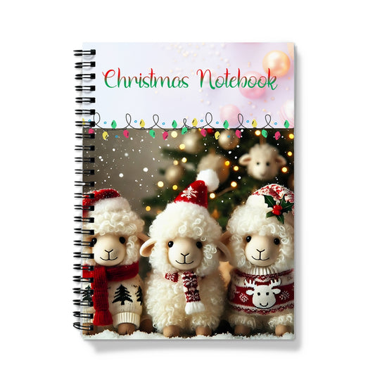 Three Little Sheep Christmas Spiral Notebook