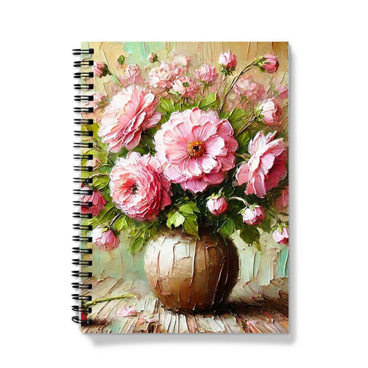 Soft Pink Flowers Vase Spiral Notebook