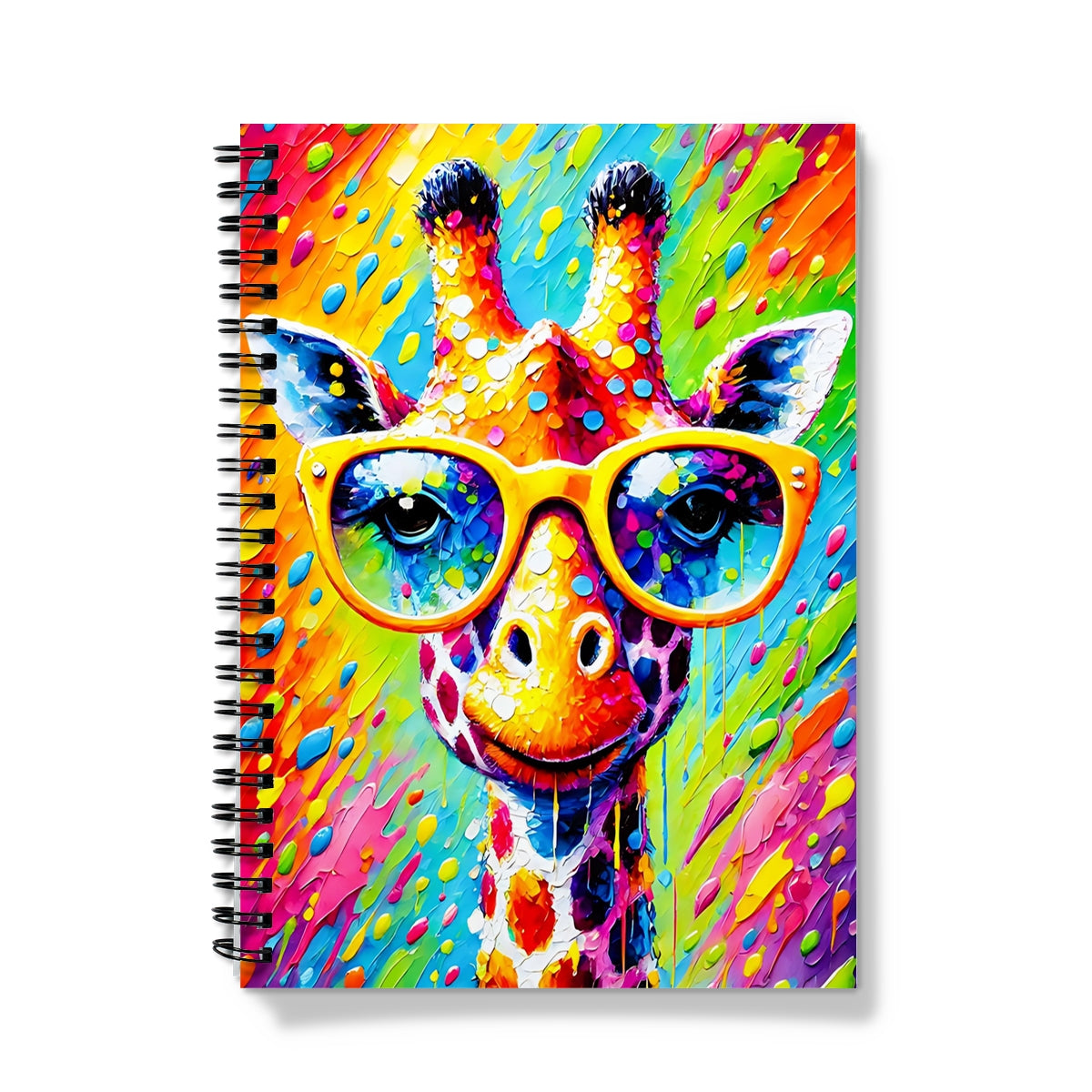 Giraffe with Yellow Glasses Spiral Notebook