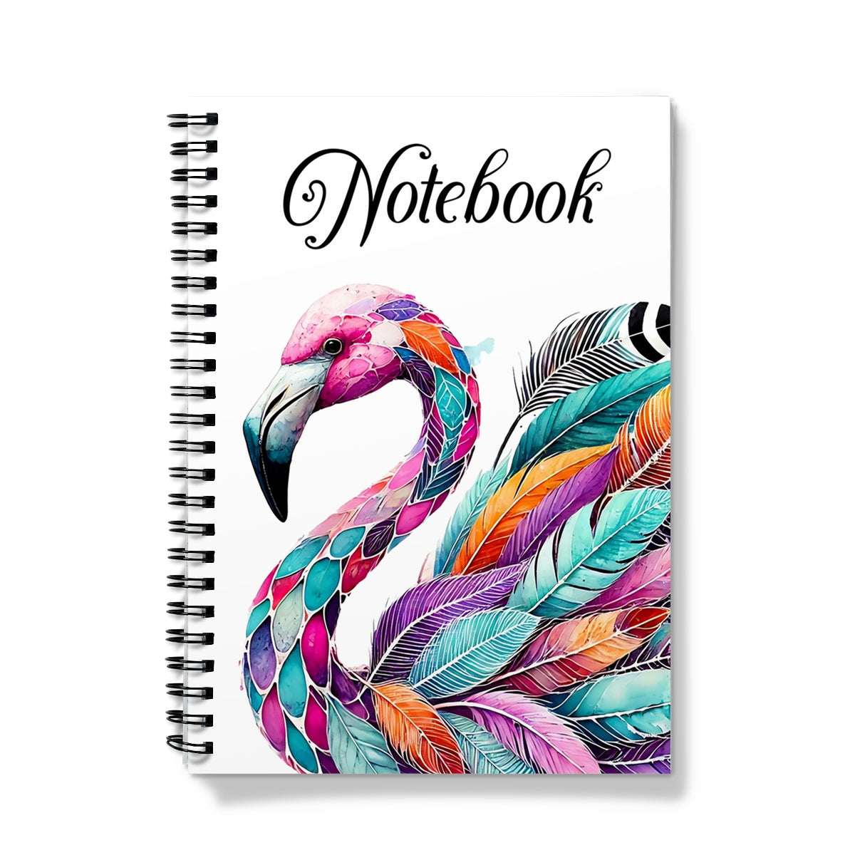 Watercolour Feathers Flamingo Spiral Notebook