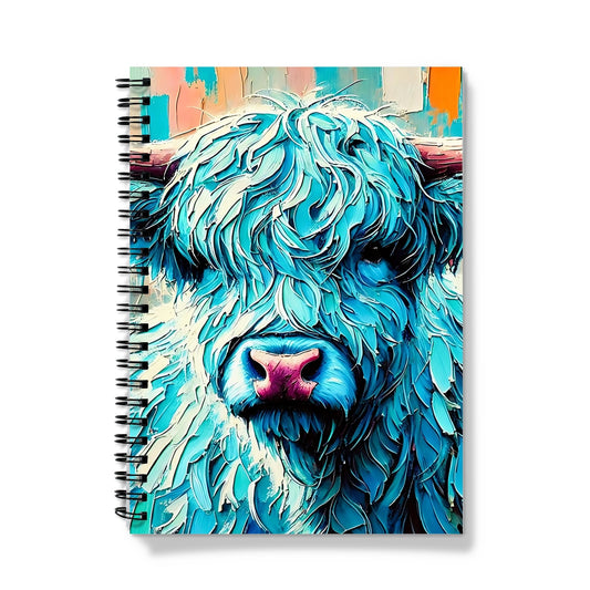 Turquoise Highland Cow Spiral Notebook