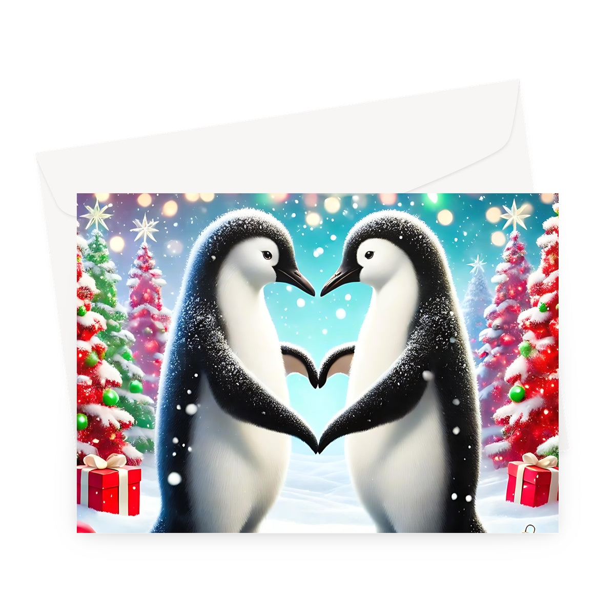 Penguin Hearts Christmas Greeting Card