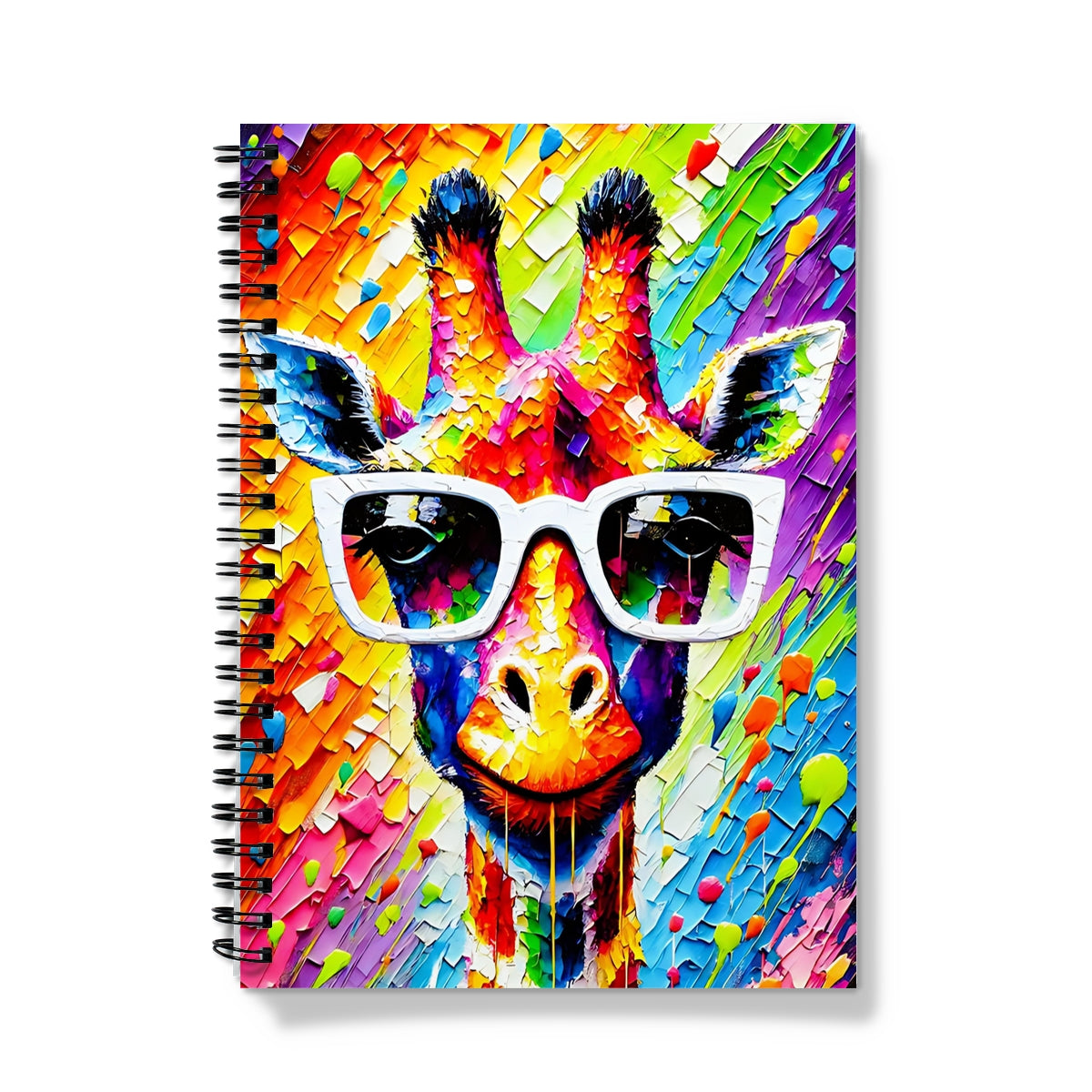 Giraffe with White Glasses Spiral Notebook