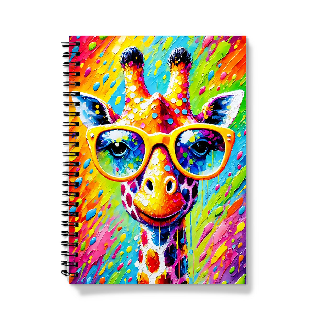 Giraffe with Yellow Glasses Spiral Notebook