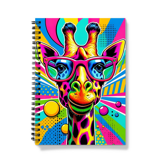 Giraffe with Pink Glasses Spiral Notebook