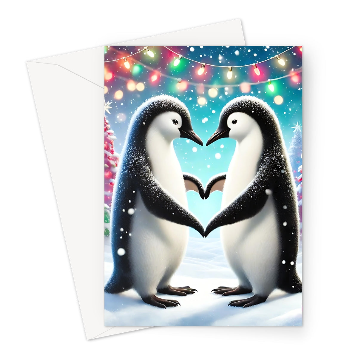 Penguin Hearts Christmas Greeting Card