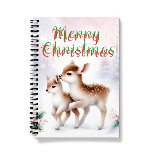 Merry Christmas Young Reindeers Spiral Notebook