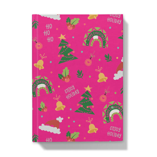 Pink Christmas Ho Ho Ho Hardback Journal