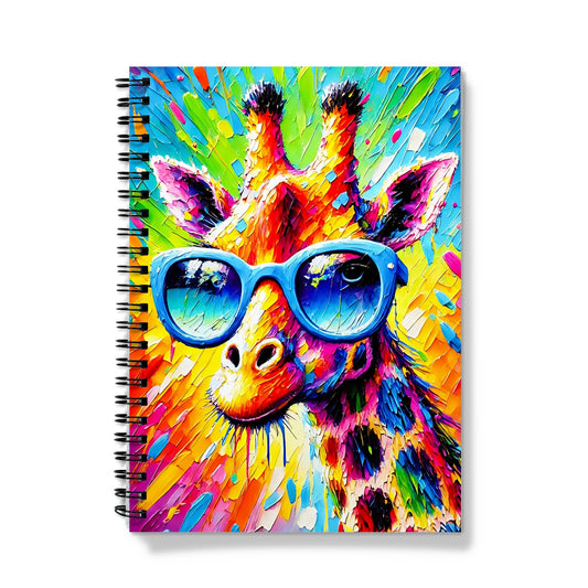 Giraffe with Blue Glasses Spiral Notebook