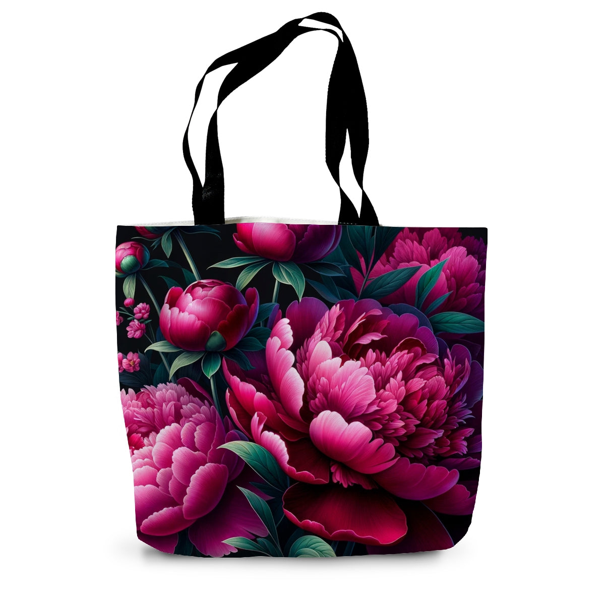 Dark Pink Peony Canvas Tote Bag