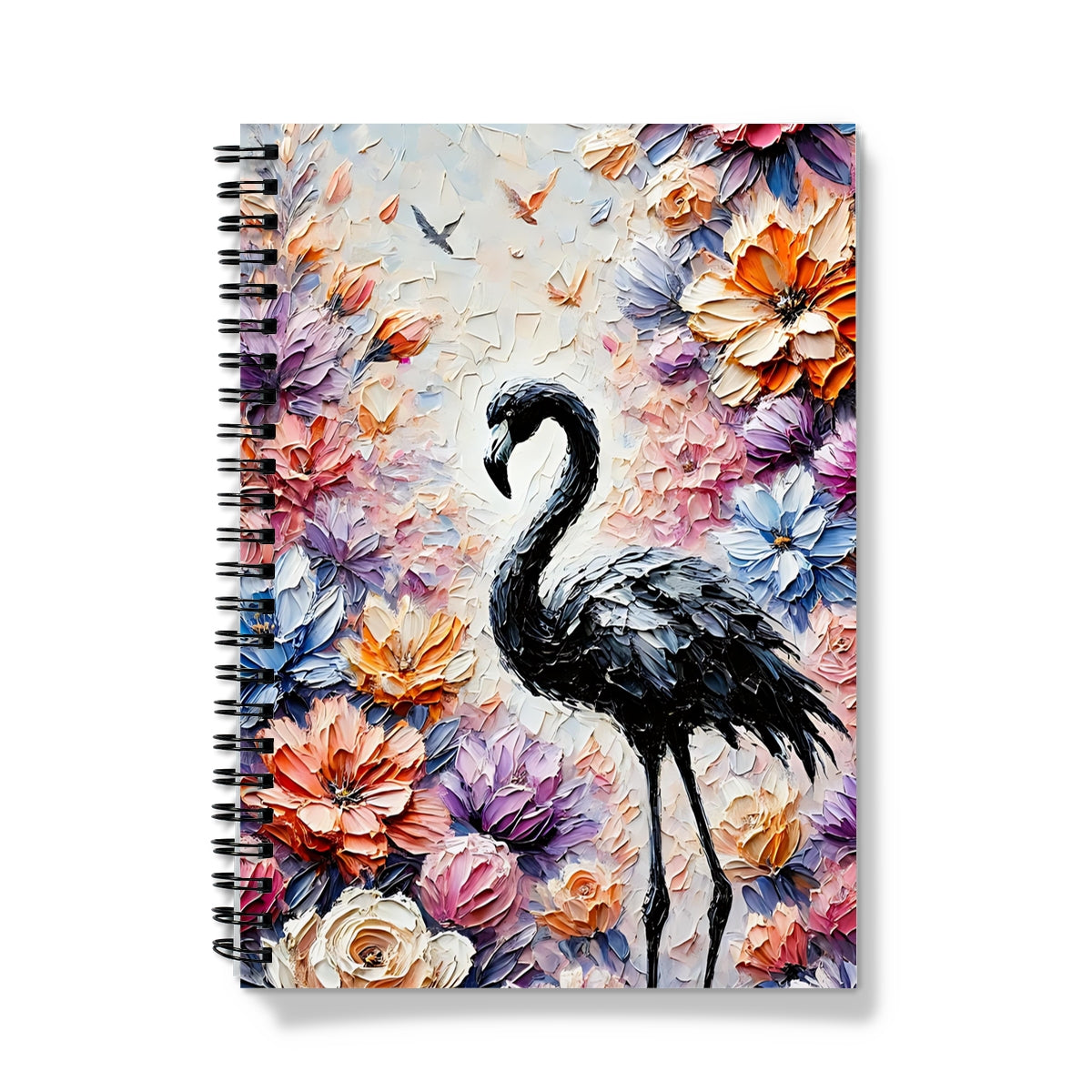 Single Black Flamingo Spiral Notebook