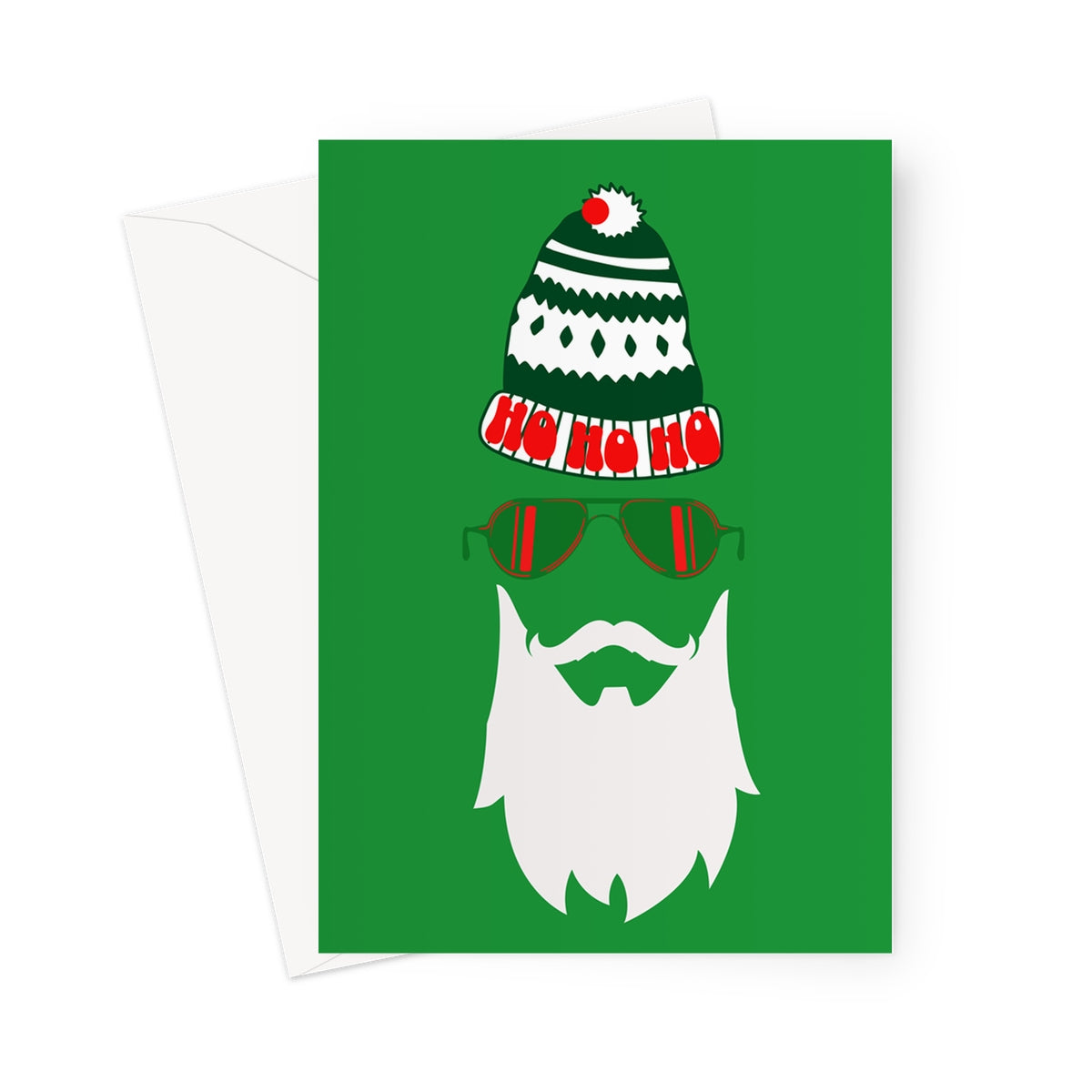 Green Father Christmas Ho ho ho Greeting Cards - Pack of 10 Cards