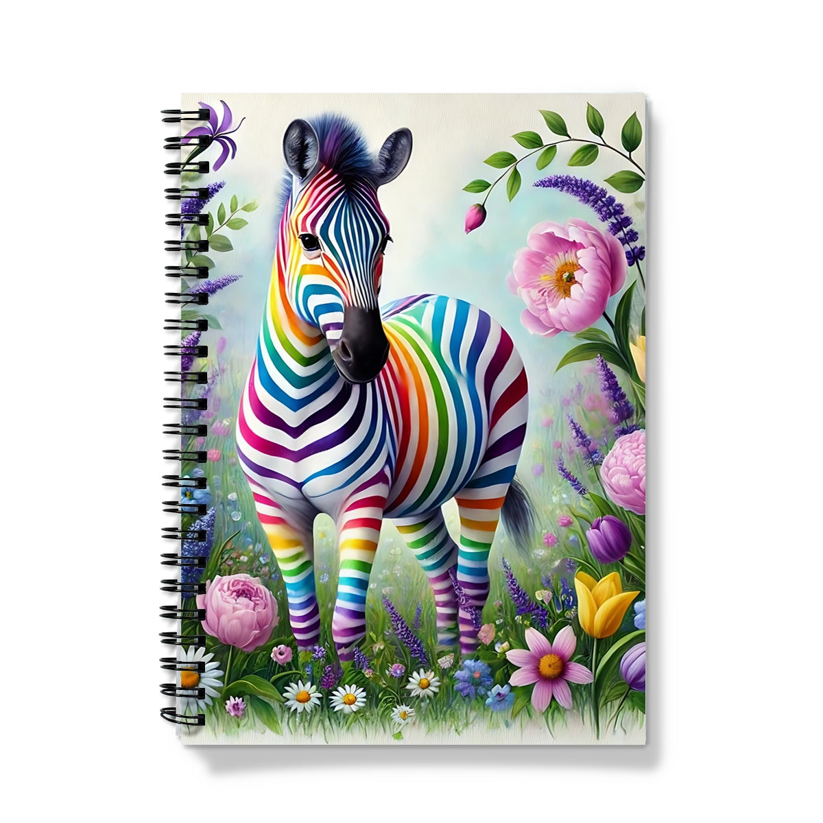 Colourful Floral Zebra Spiral Notebook