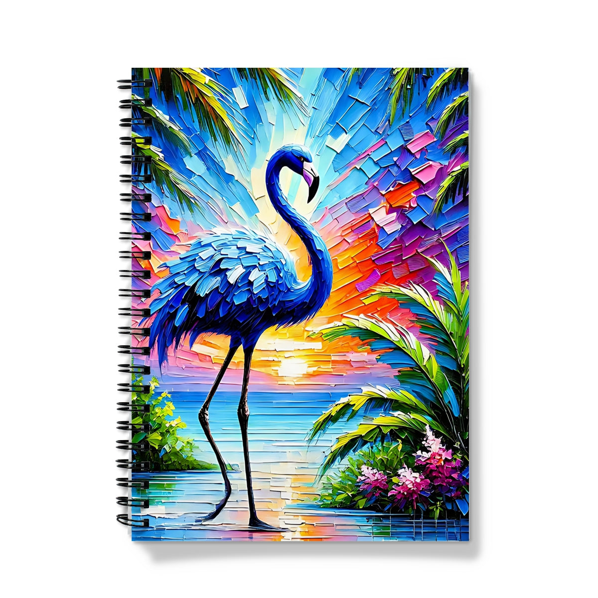 Sunset Blue Flamingo Spiral Notebook