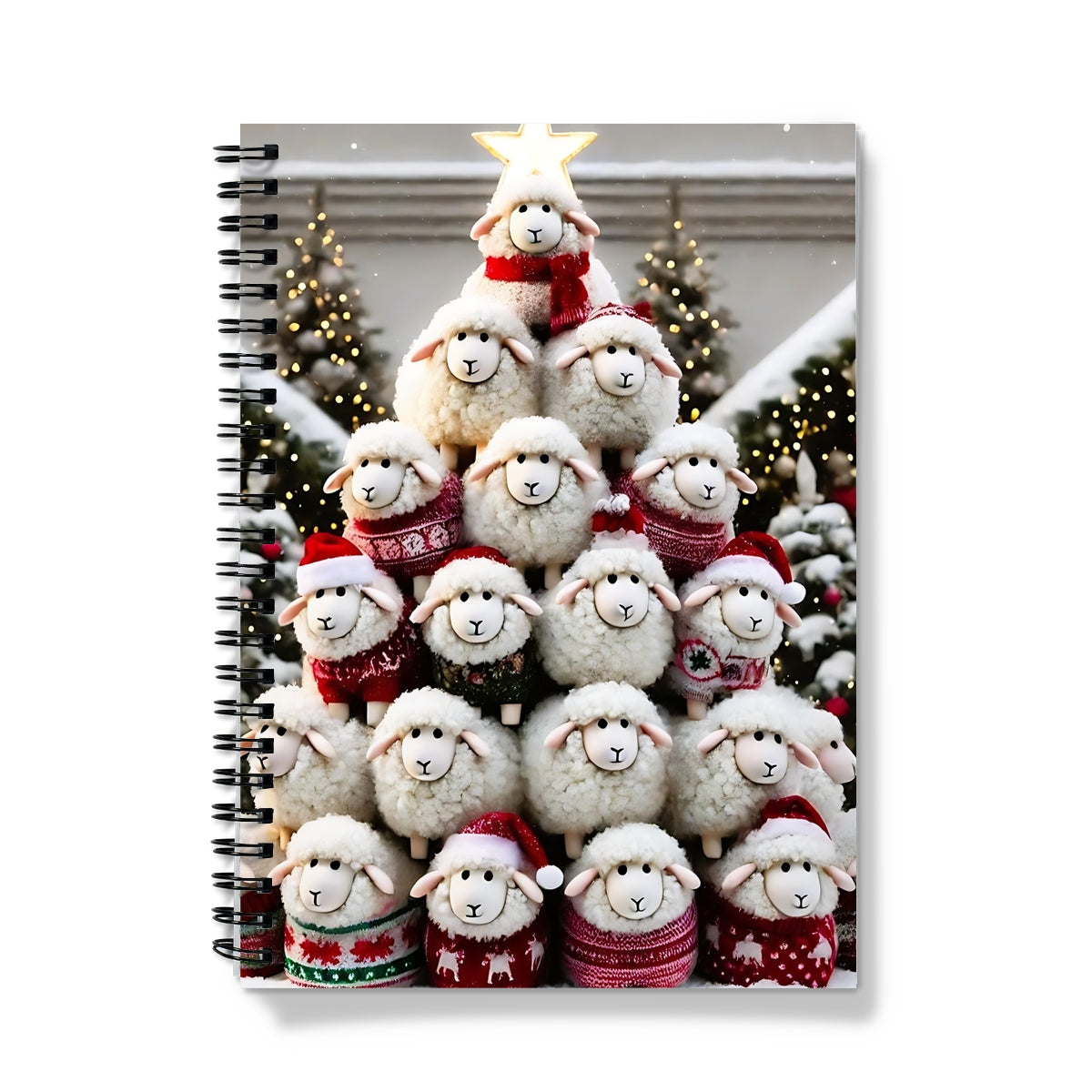 Sheep Christmas Tree Spiral Notebook