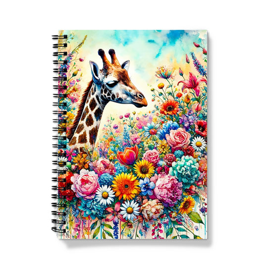 Giraffe and Wildflowers Spiral Notebook