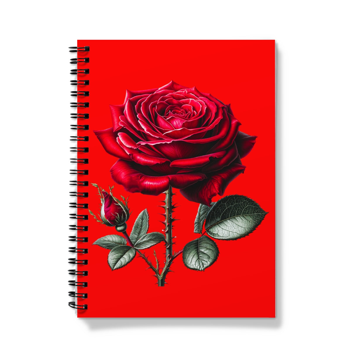 Thorny Red Rose Spiral Notebook