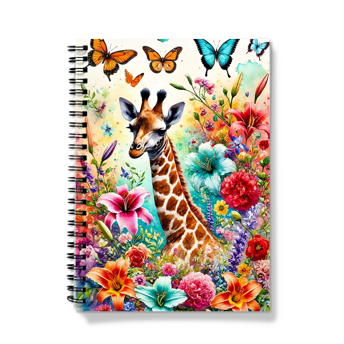 Giraffe and Butterflies Spiral Notebook