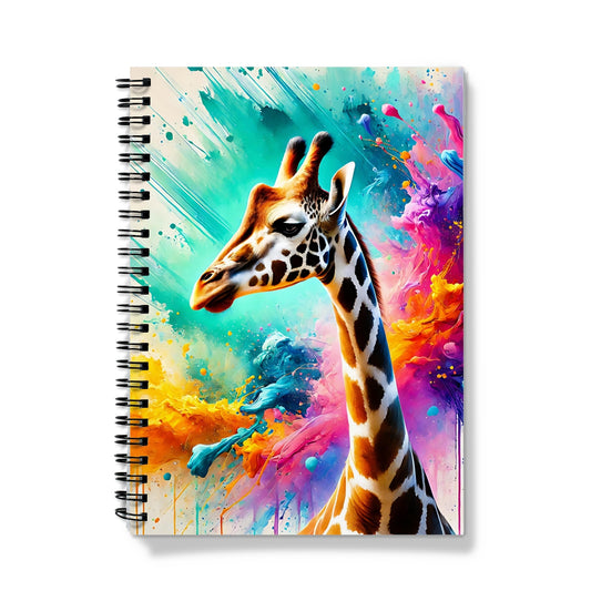 Giraffe and Paint Spiral Notebook