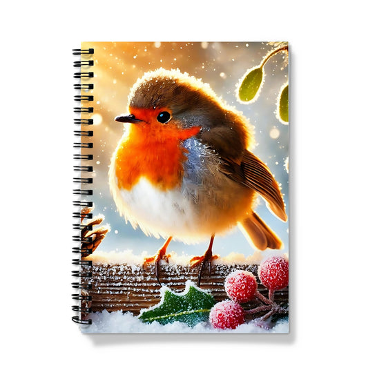 Christmas Robin Mistletoe Spiral Notebook