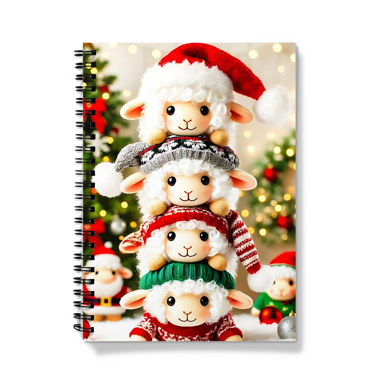 Fluffy Stacked Sheep Christmas Notebook