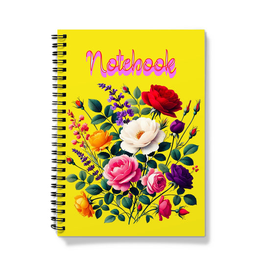 Wild Rose Floral Yellow Notebook