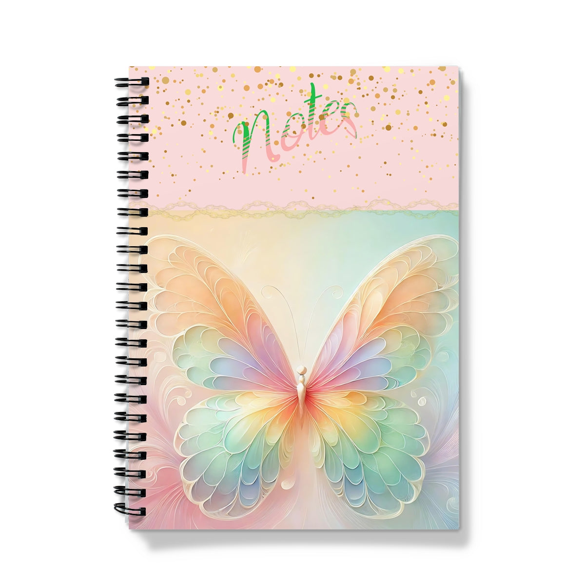 Pastel Peach Butterfly Spiral Notebook