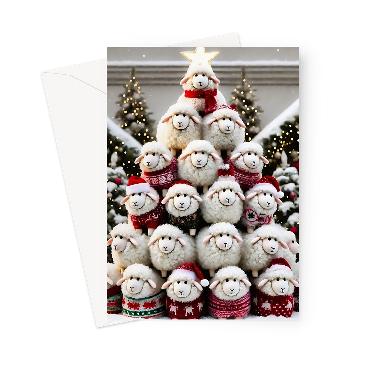 Sheep Christmas Tree Greeting Cards - Pack of 10 Cards