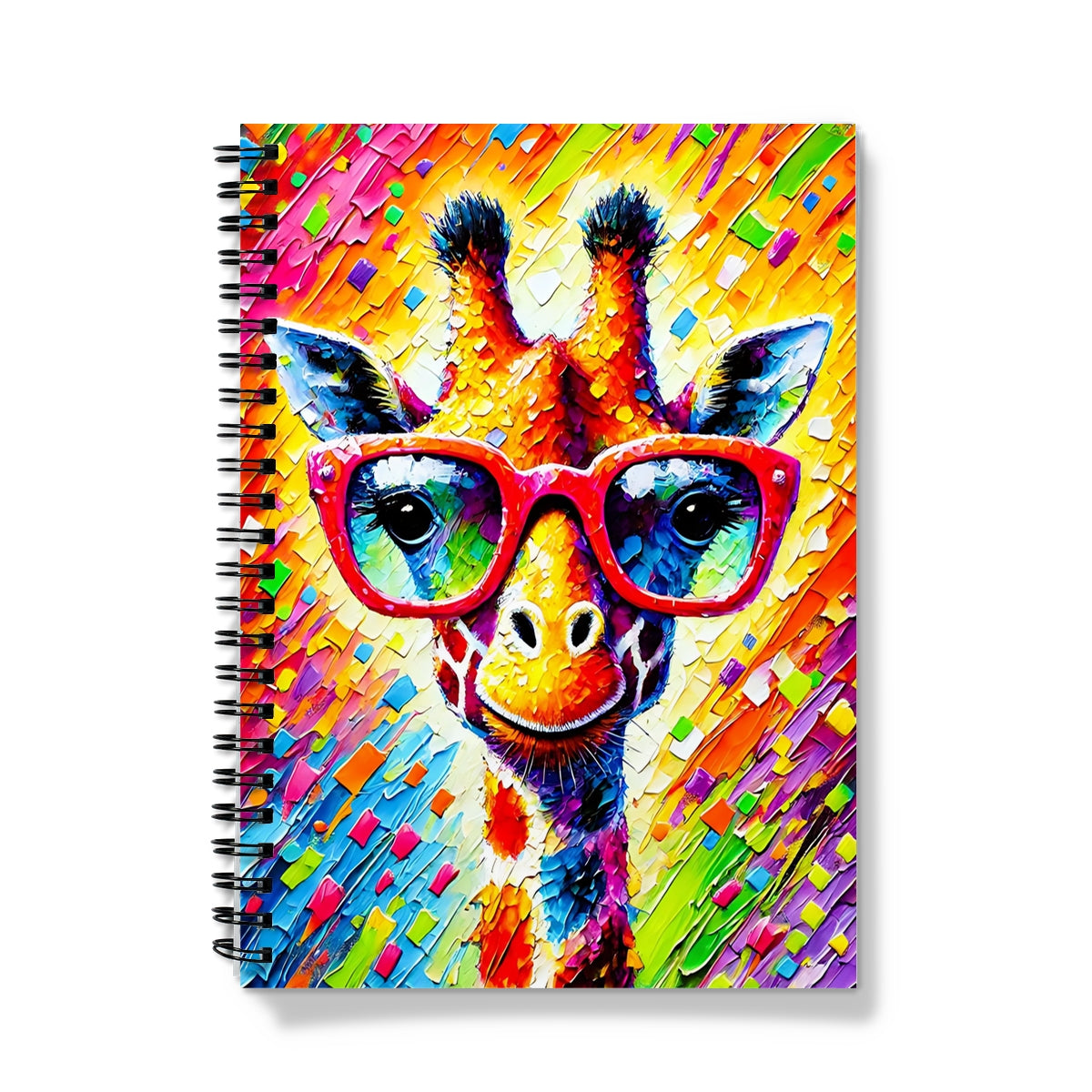 Giraffe with Red Glasses Spiral Notebook