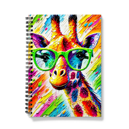 Giraffe with Green Glasses Spiral Notebook