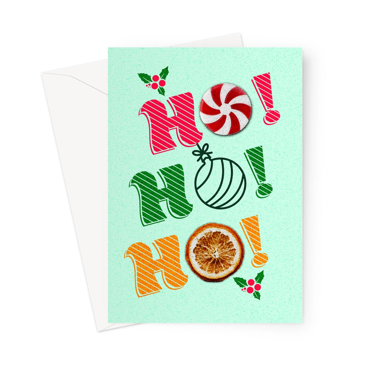 Cute Christmas Ho Ho Ho Greeting Cards  - Pack of 10 Cards