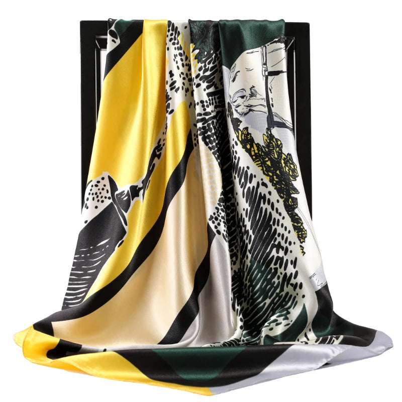 90×90cm Silk Satin Square Scarf for Women