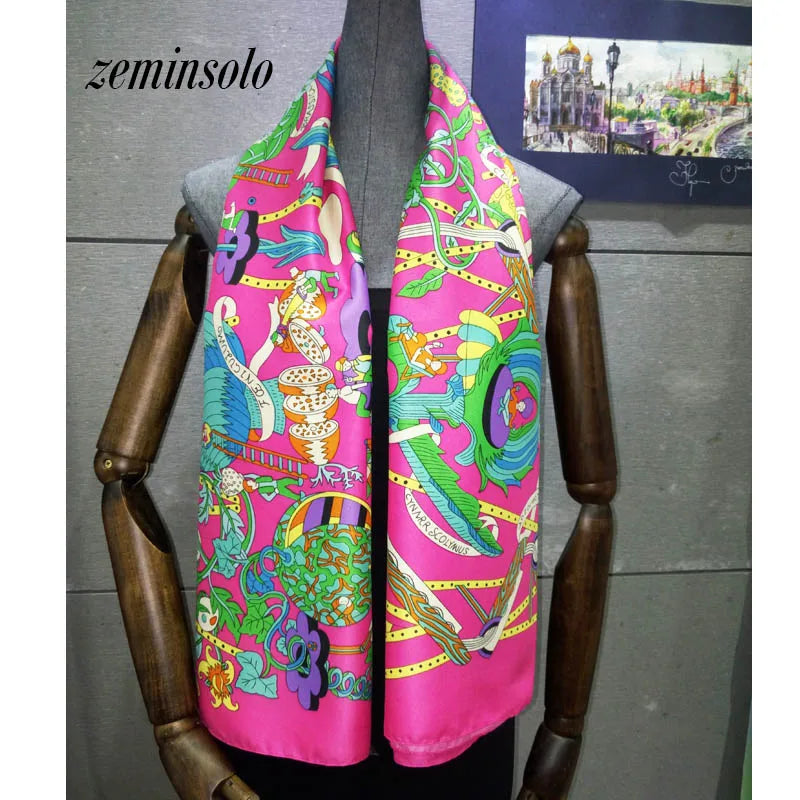 100% Silk Scarf for Women Large Shawls Floral Print 130x130cm