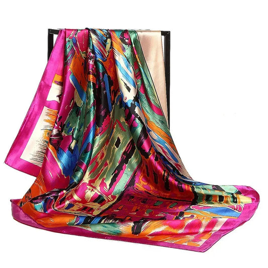 90×90cm Silk Satin Square Scarf for Women