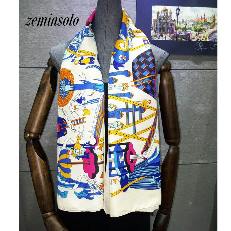 100% Silk Scarf for Women Large Shawls Floral Print 130x130cm