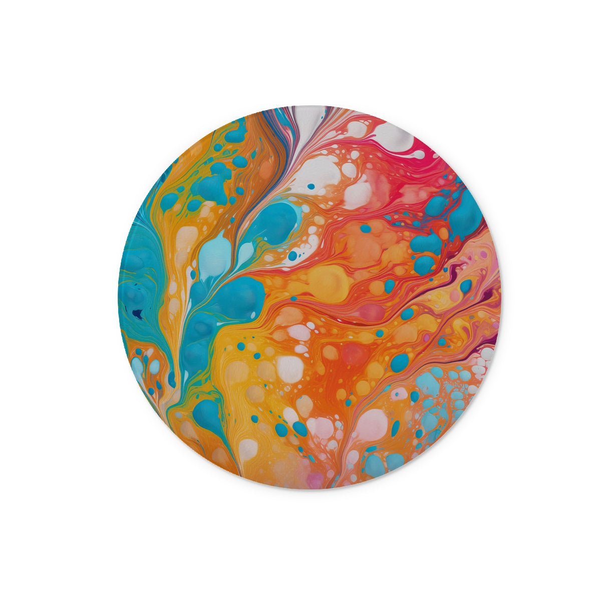 Marble Colour Mix Glass Chopping Board Round