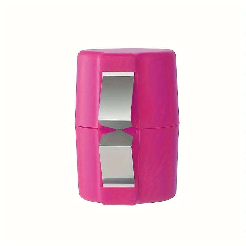 Purple and silver compact mirror on a white background