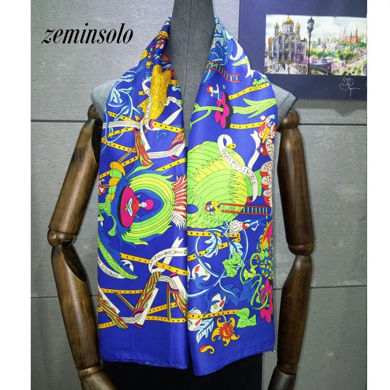 100% Silk Scarf for Women Large Shawls Floral Print 130x130cm
