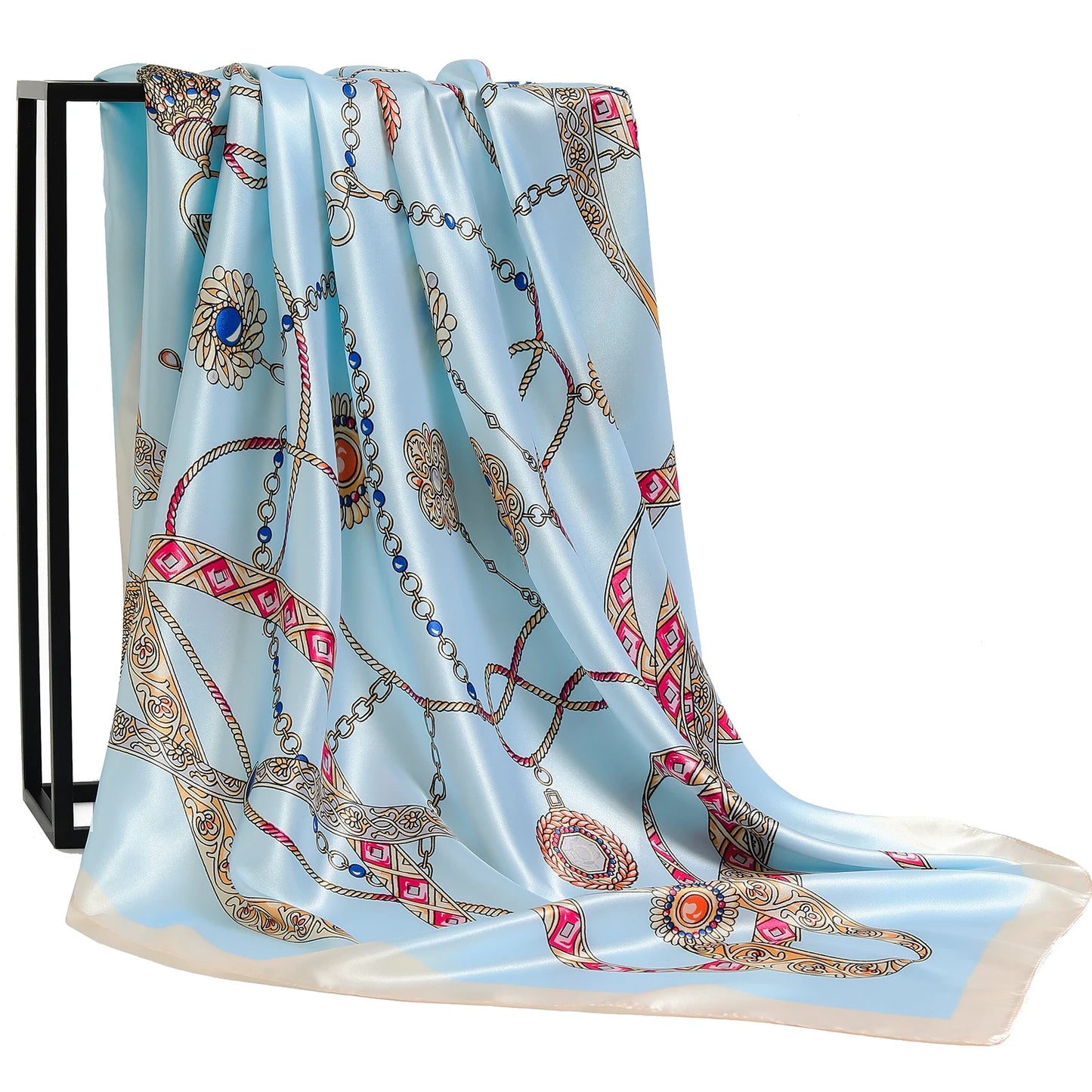90×90cm Silk Satin Square Scarf for Women