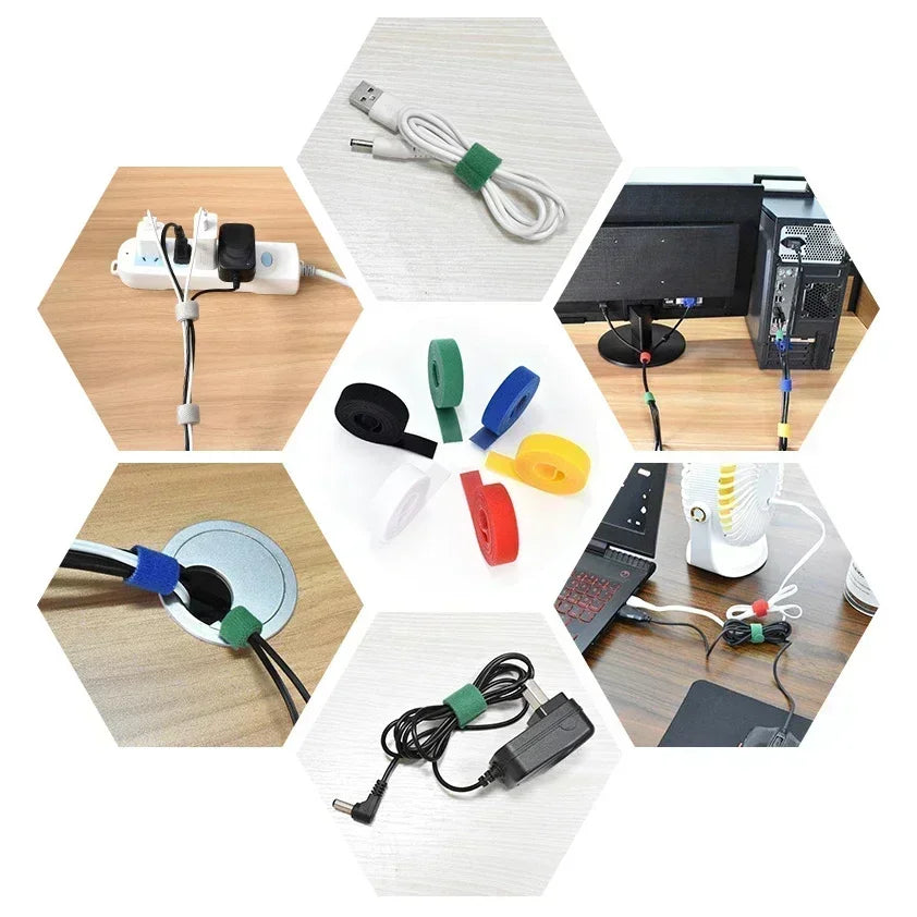 Collage of various electronic accessories including cables and connectors on a white background.