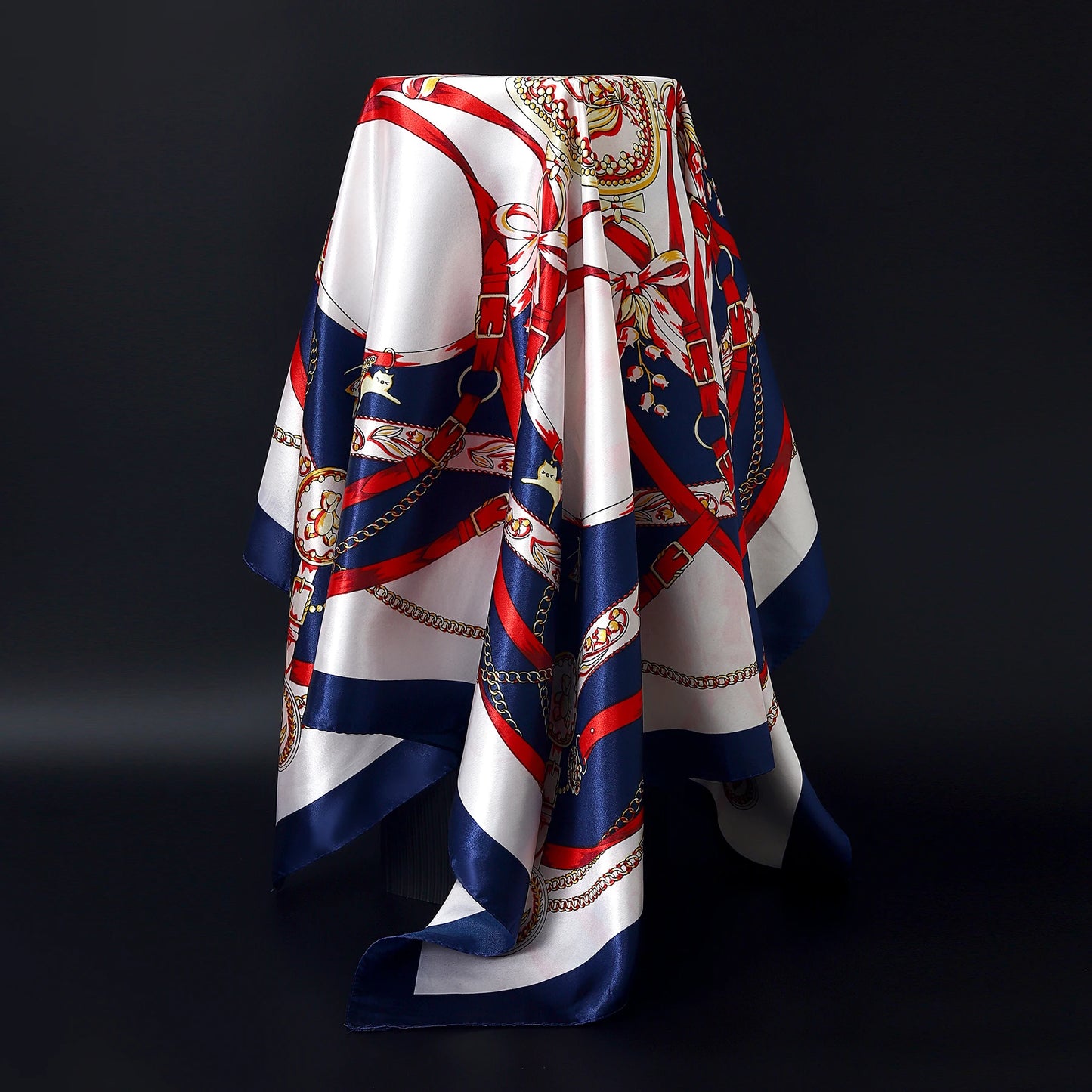 90×90cm Silk Satin Square Scarf for Women