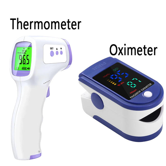 Digital Infrared Thermometer & Portable Pulse Oximeter Set